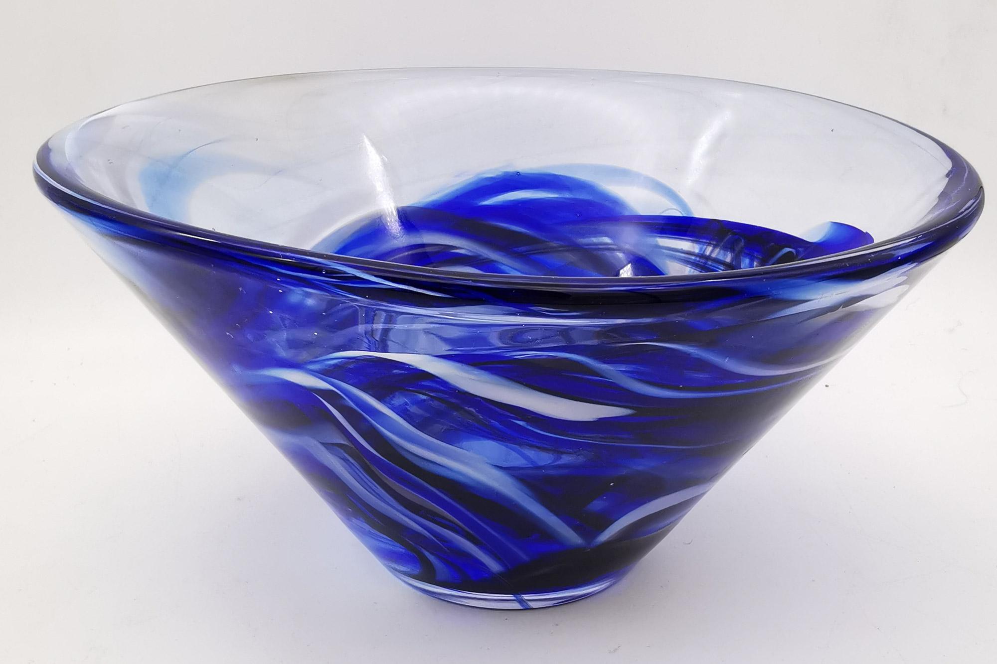 Modern Kosta Boda Blu Contrast Bowl by Anna Ehrner - 1980s