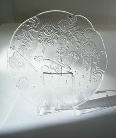 KOSTA Boda - Göran Wärff - Piatto in vetro pressato Dalom - Svezia - Circa anni '70