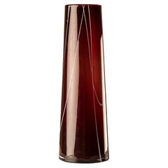 Kosta Boda Granate Glass Vase by Anna Ehrner with White Thread Decorations