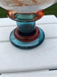 Kosta Boda Kjell Engman Large Cancan Footed Bowl, Colorful Swedish Art Glass