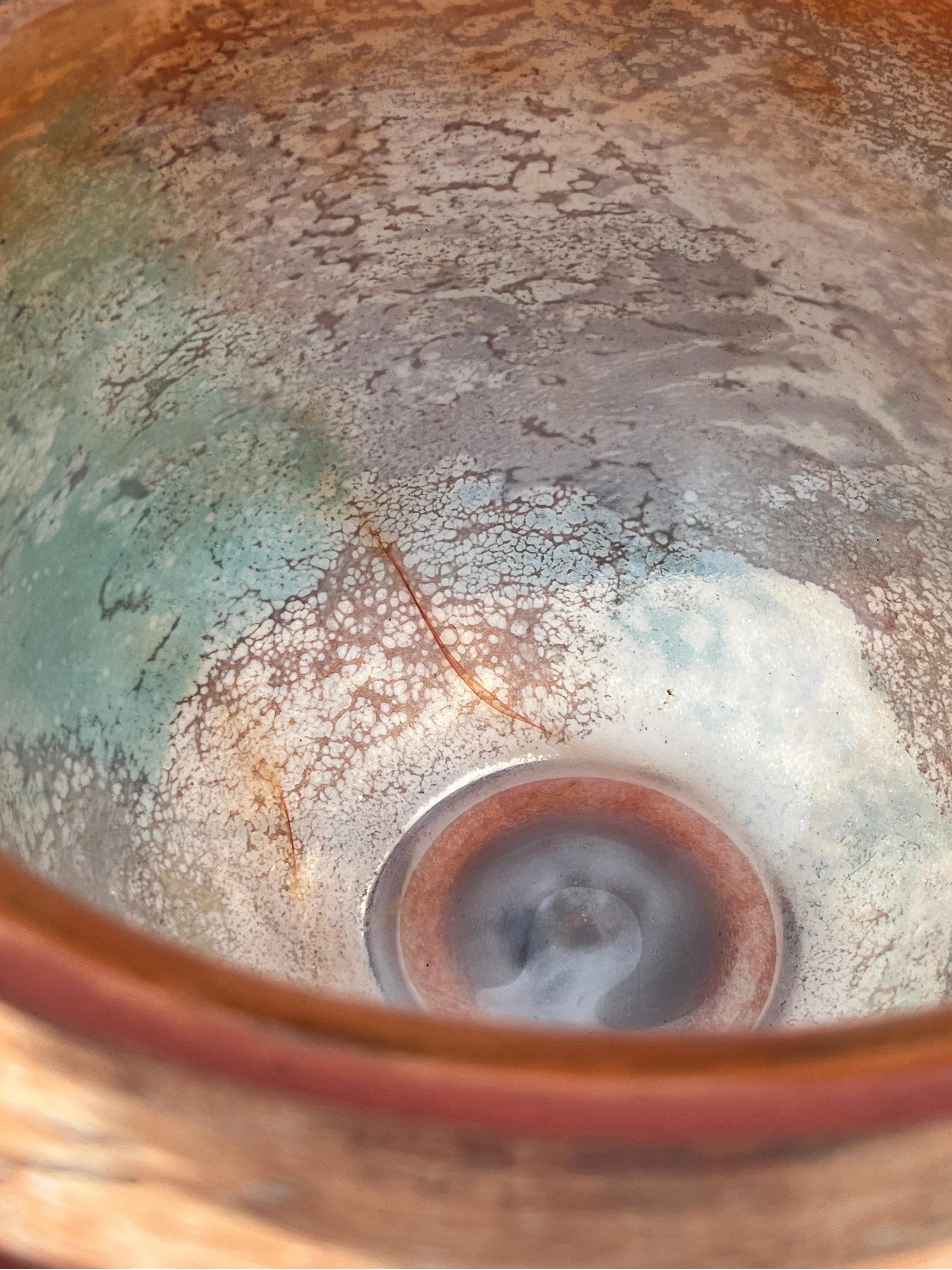 Kosta Boda Kjell Engman Large Cancan Footed Bowl, Colorful Swedish Art Glass 5