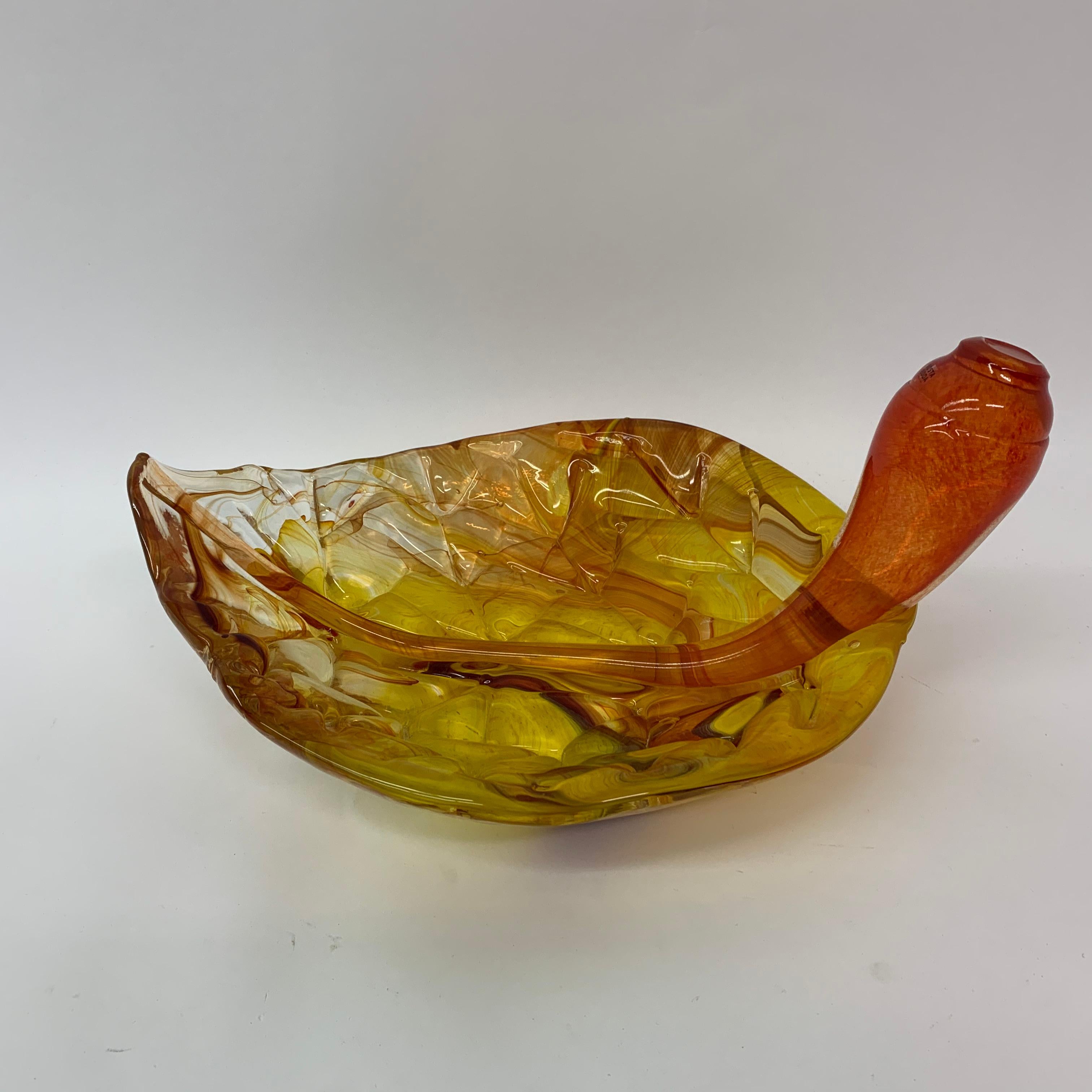 Art Glass Kosta Boda leaf bowl by Ludvig Löfgren For Sale