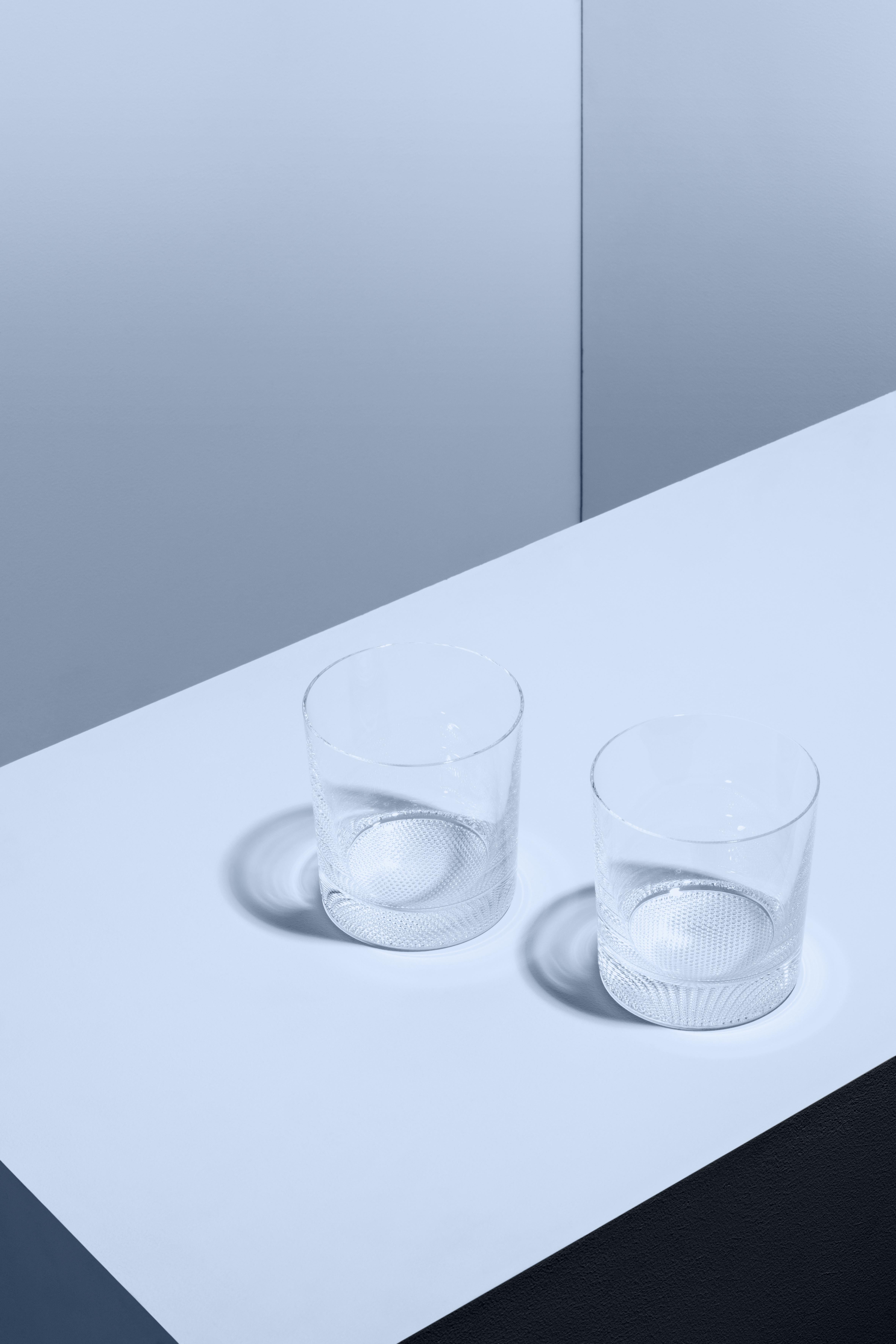Like all the items in the Limelight collection, this Double Old Fashioned glass has the distinctive, textured base that optically reflects light. The DOF is great for chilled cocktails, with or without alcohol, or for serving liquor, and it's even