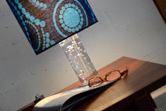 1970s Kosta Boda Bubble Glass Table Lamp with Verner Panton Fabric Shade