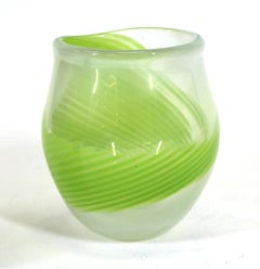 Kosta Boda Modern Green Swirl Glass Vase
