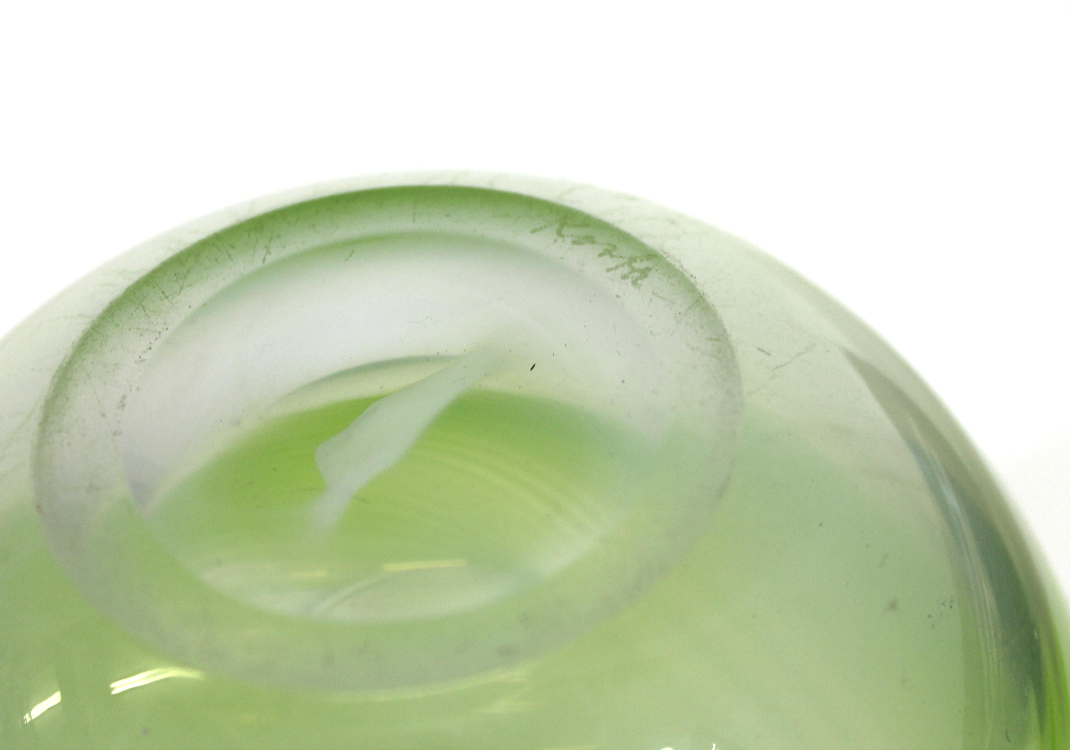 Kosta Boda Modern Green Swirl Glass Vase In Good Condition For Sale In New York, NY