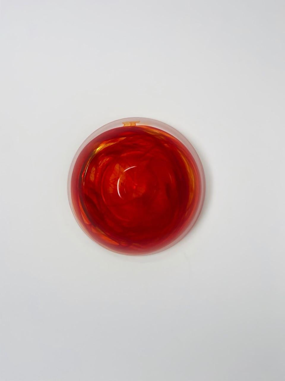 Late 20th Century Kosta Boda Orange Art Glass Bowl by Anna Ehrner