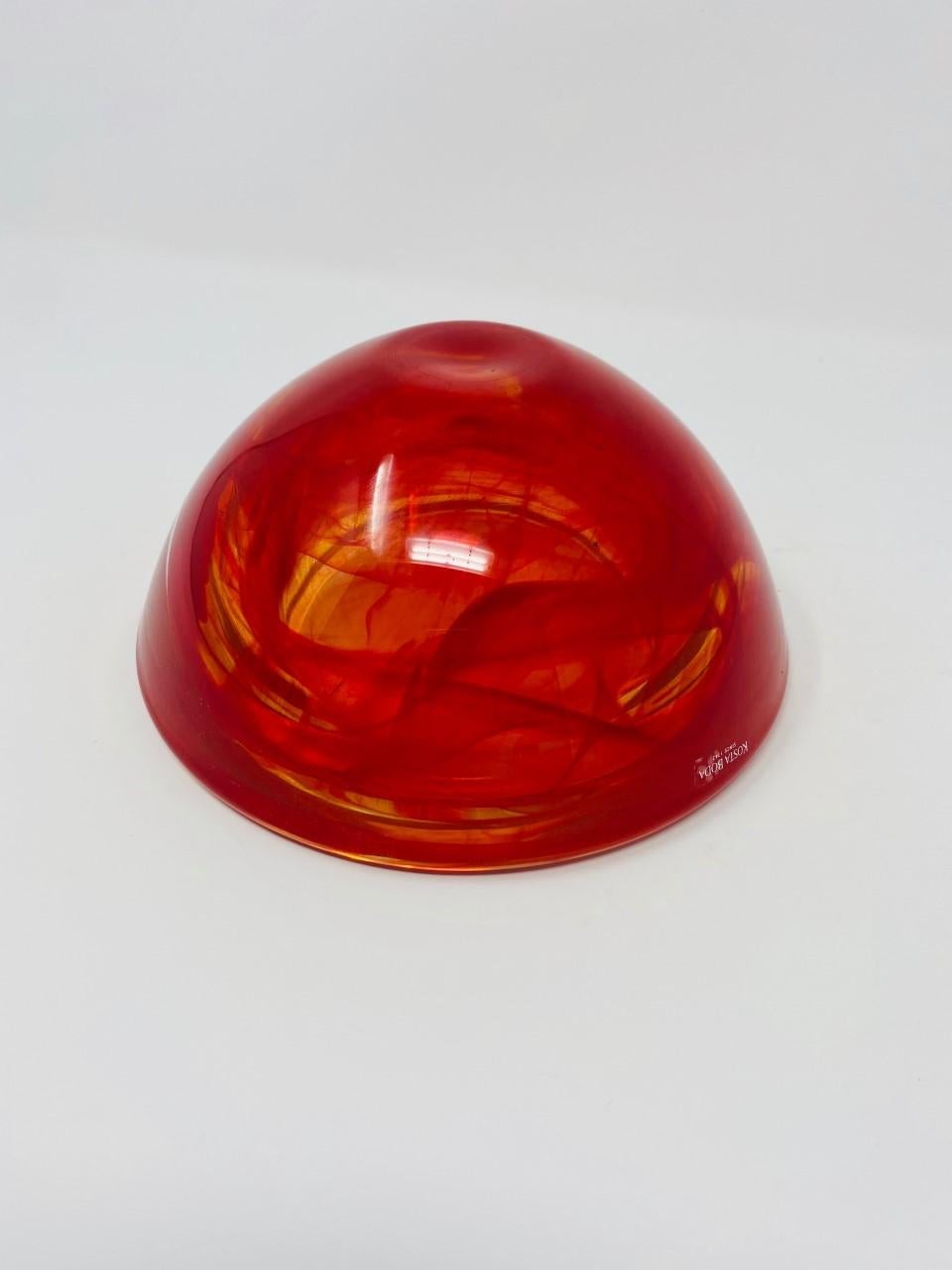 Kosta Boda Orange Art Glass Bowl by Anna Ehrner 1