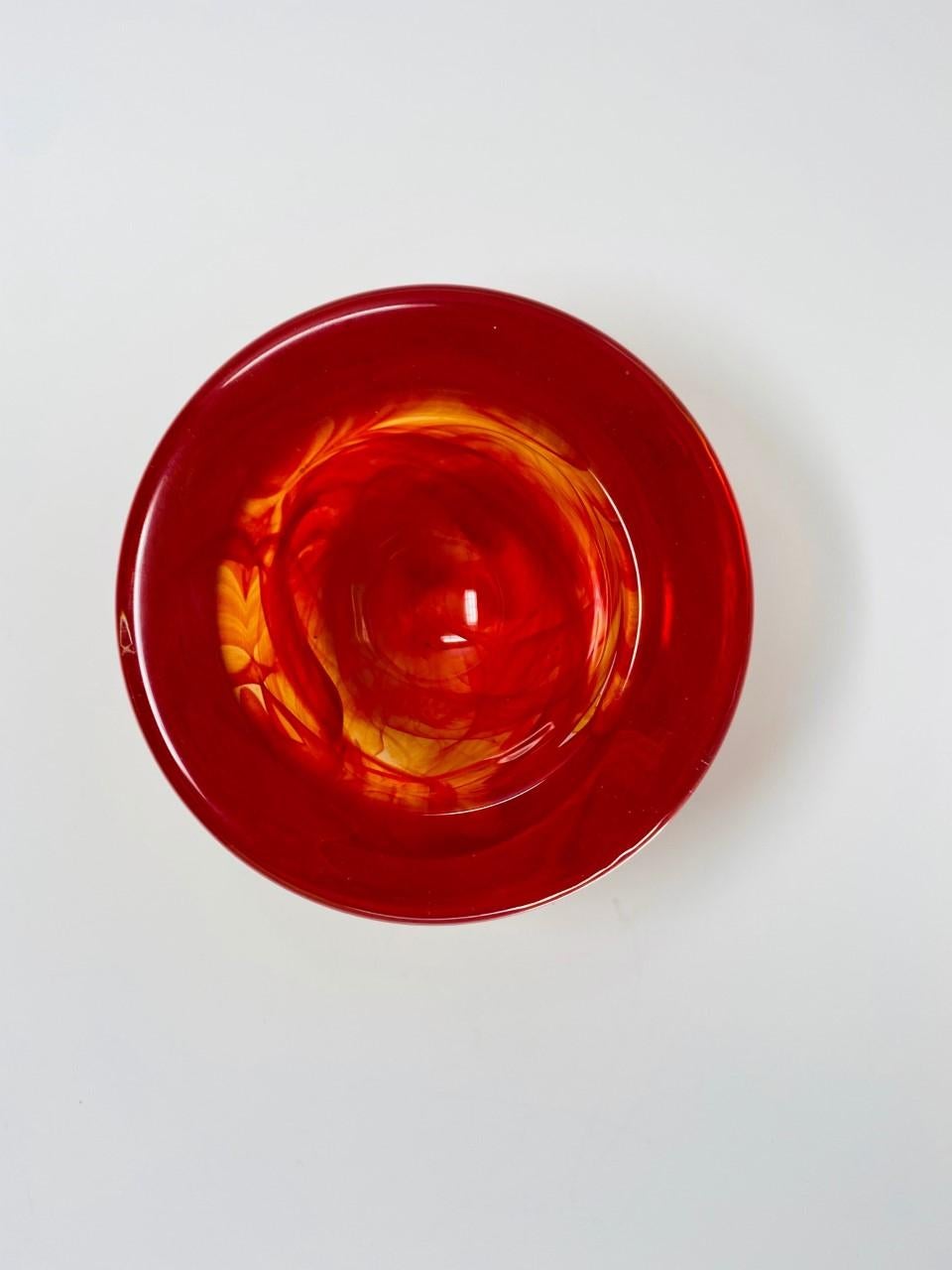 Kosta Boda Orange Art Glass Bowl by Anna Ehrner In Good Condition In San Diego, CA