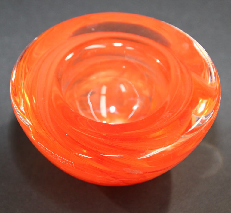 Kosta Boda Orange Crystal Candle Holder by Anna Ehrner, 1990''s at 1stDibs