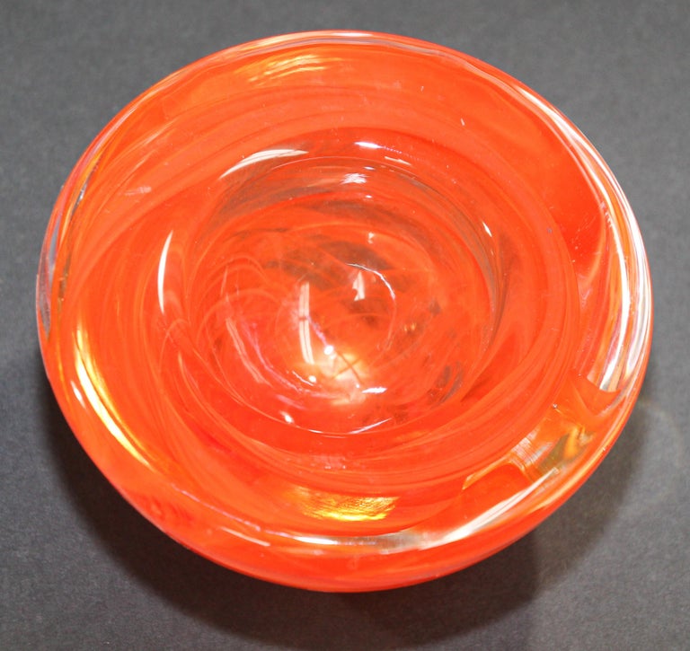Kosta Boda Orange Crystal Candle Holder by Anna Ehrner, 1990's at
