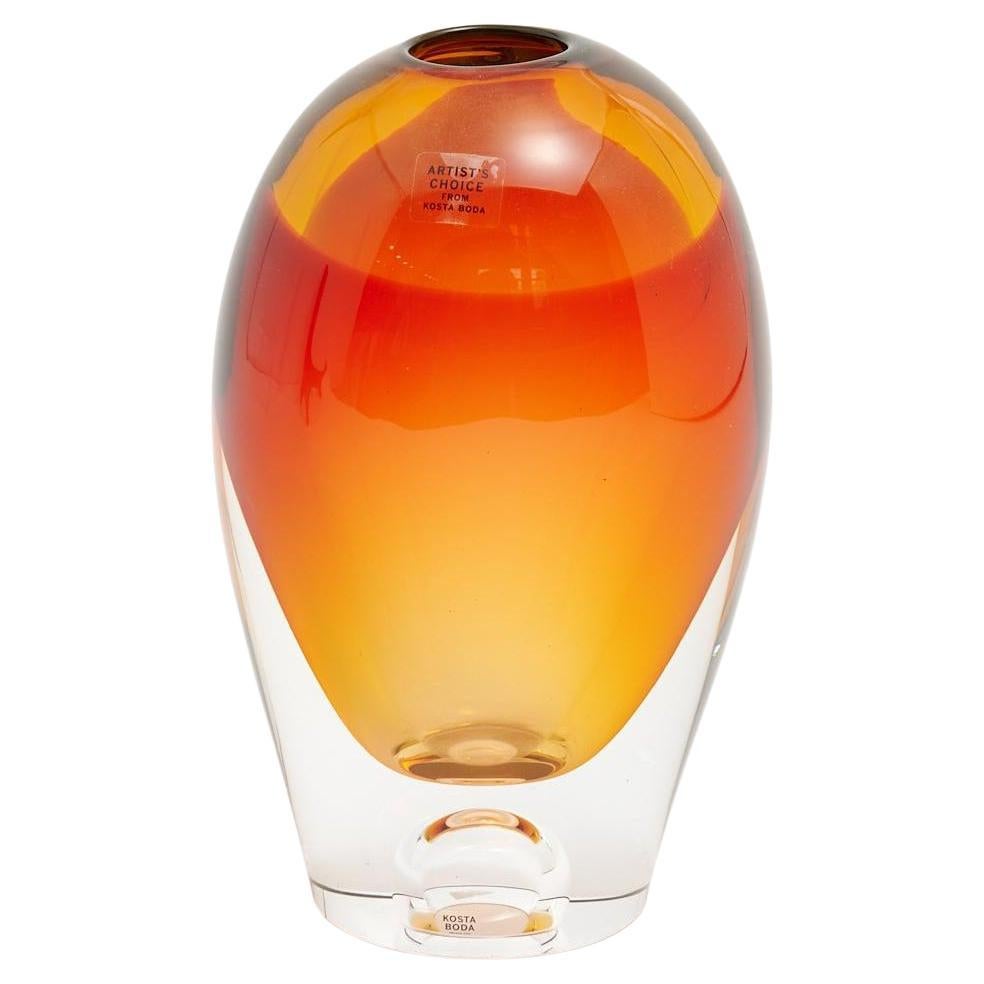 Kosta Boda Orange Vision Series Vase by Goran Warff, circa 2008 For Sale