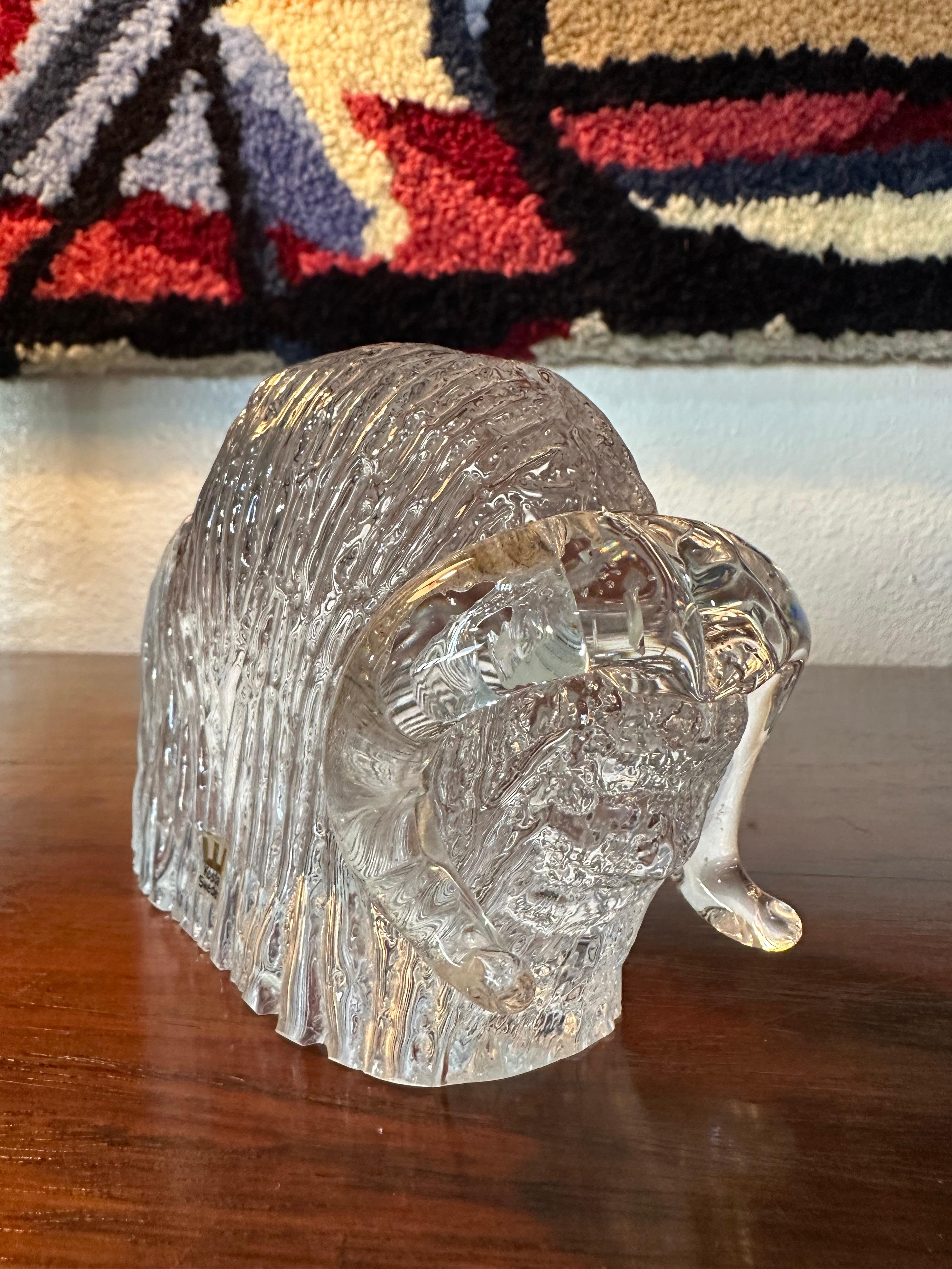 Kosta Boda Sweden Crystal Musk Ox Wooly Ox Göran Wärff Limited Edition WWF (Moderne der Mitte des Jahrhunderts) im Angebot