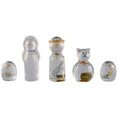 Kosta Boda, Sweden, Five Art Glass Figures, "the Family", 1970s