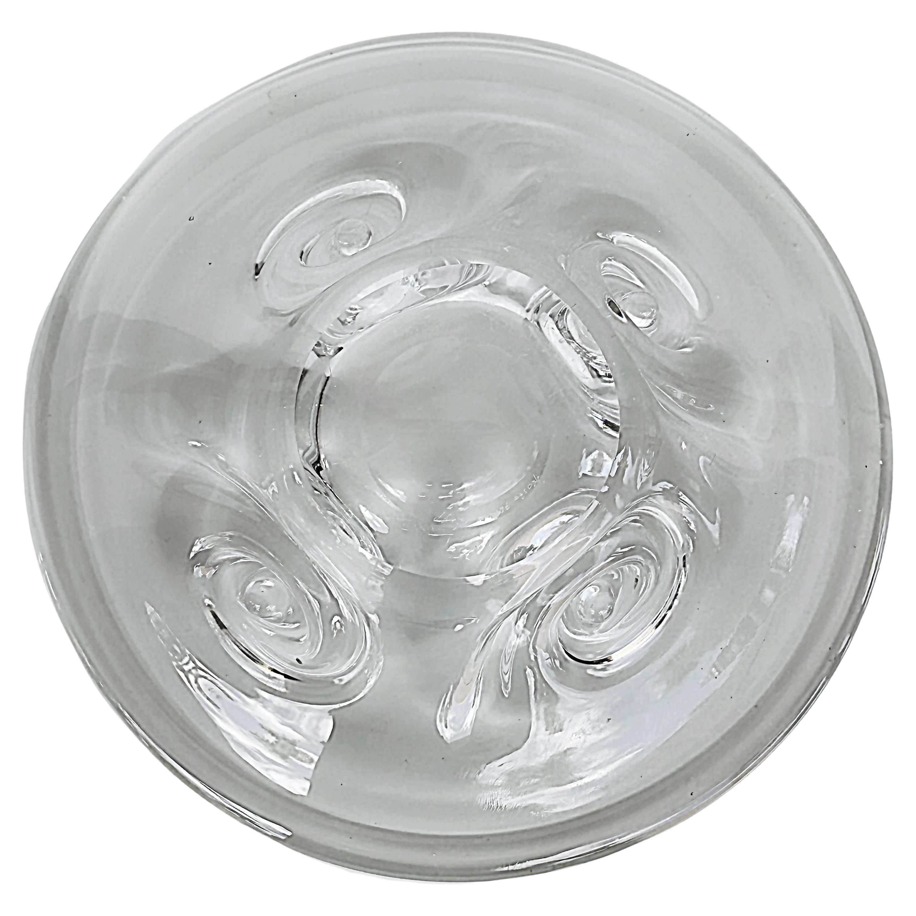 Scandinavian Modern Kosta Boda Sweden Goran Warff Modernist Art Glass Bowl with Swirl Designs For Sale