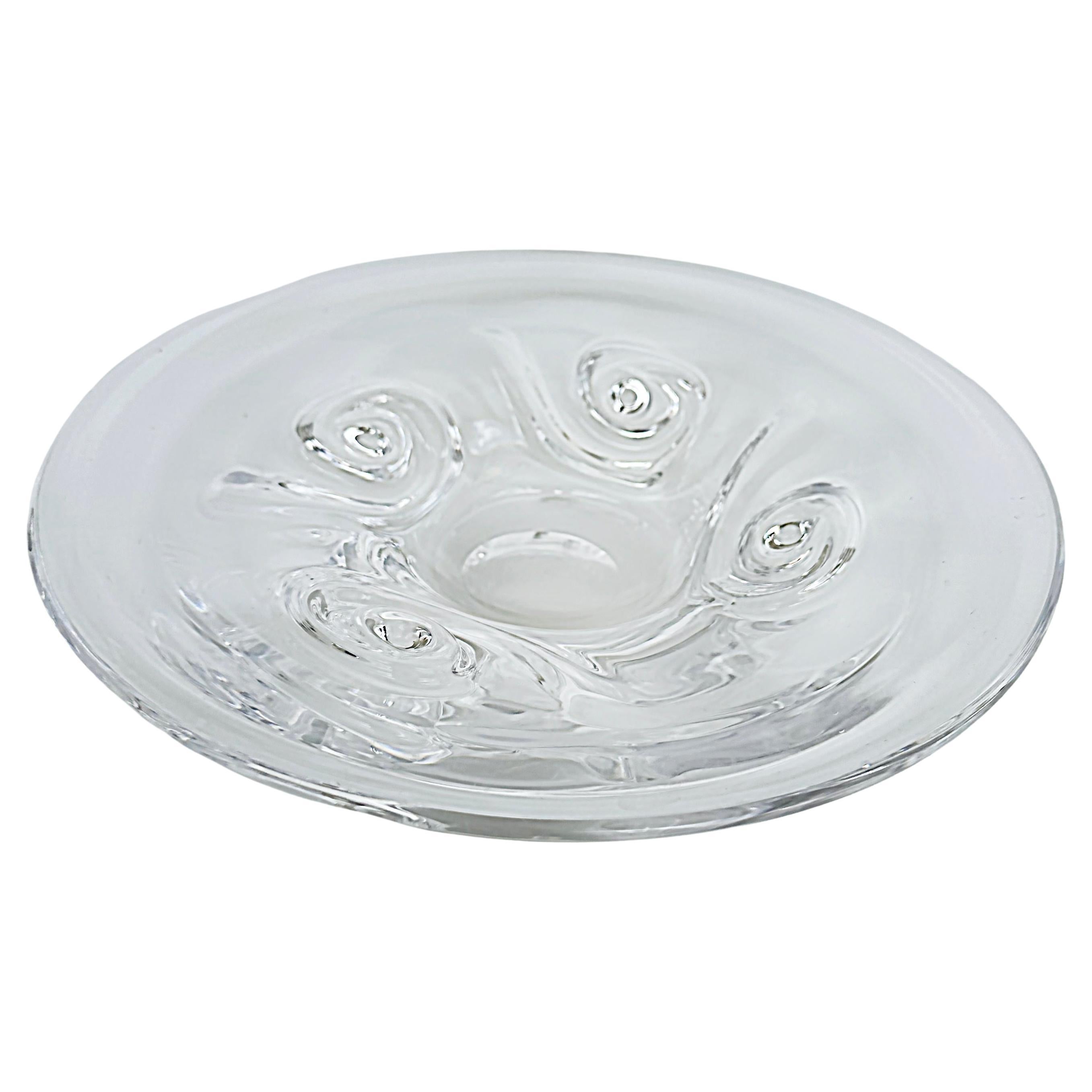Swedish Kosta Boda Sweden Goran Warff Modernist Art Glass Bowl with Swirl Designs For Sale