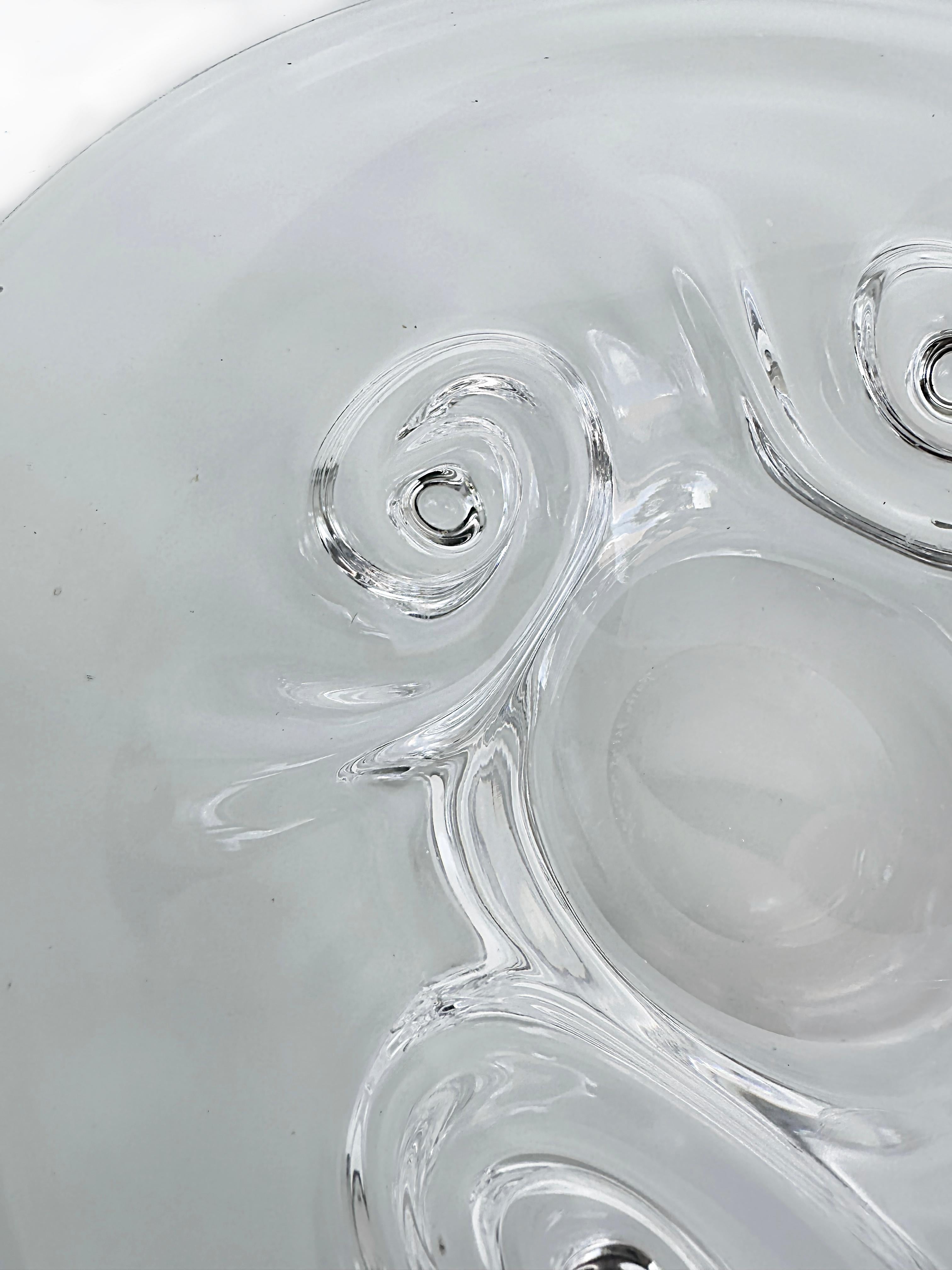 Kosta Boda Sweden Goran Warff Modernist Art Glass Bowl with Swirl Designs In Good Condition For Sale In Miami, FL