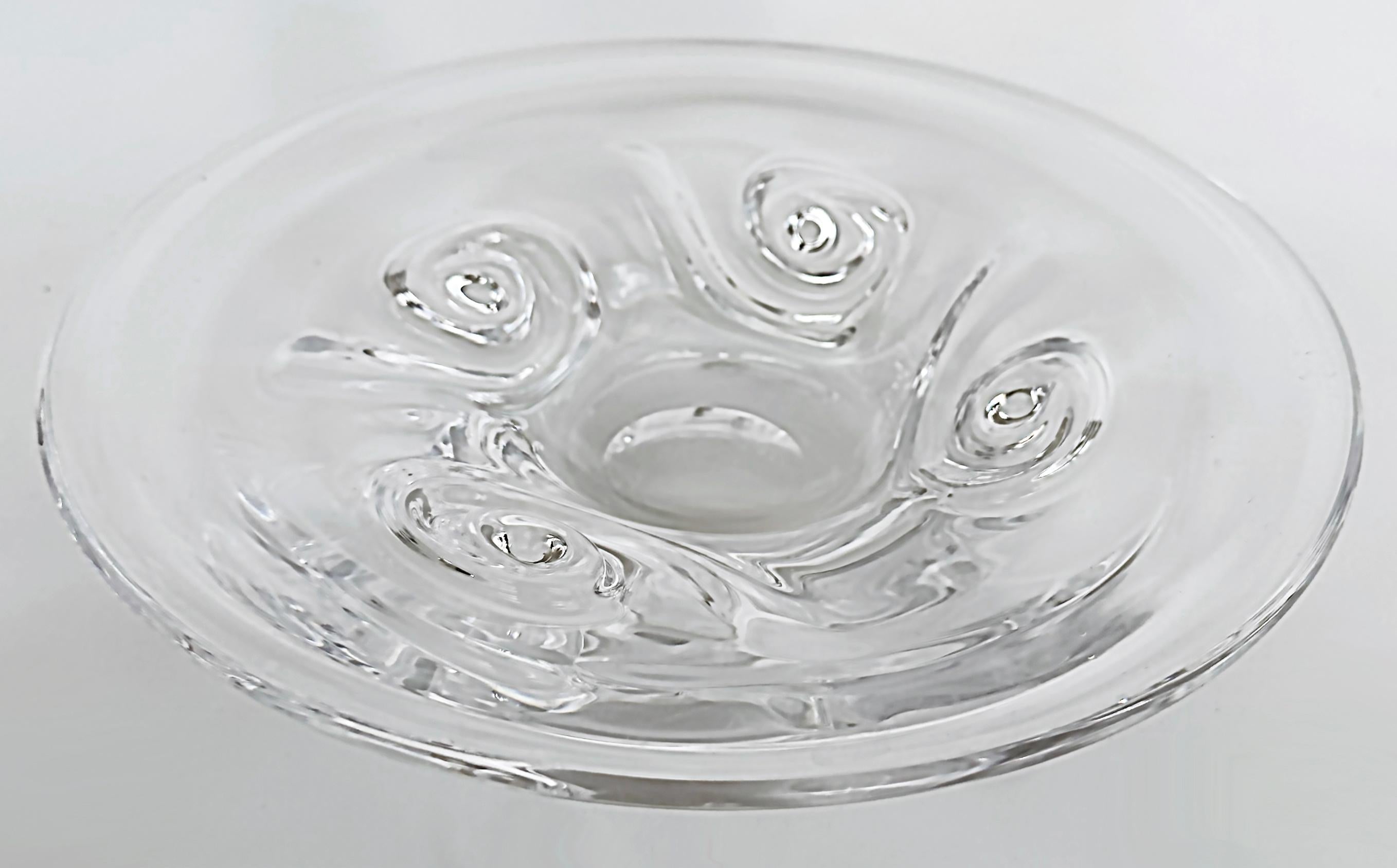 Kosta Boda Sweden Goran Warff Modernist Art Glass Bowl with Swirl Designs For Sale 2