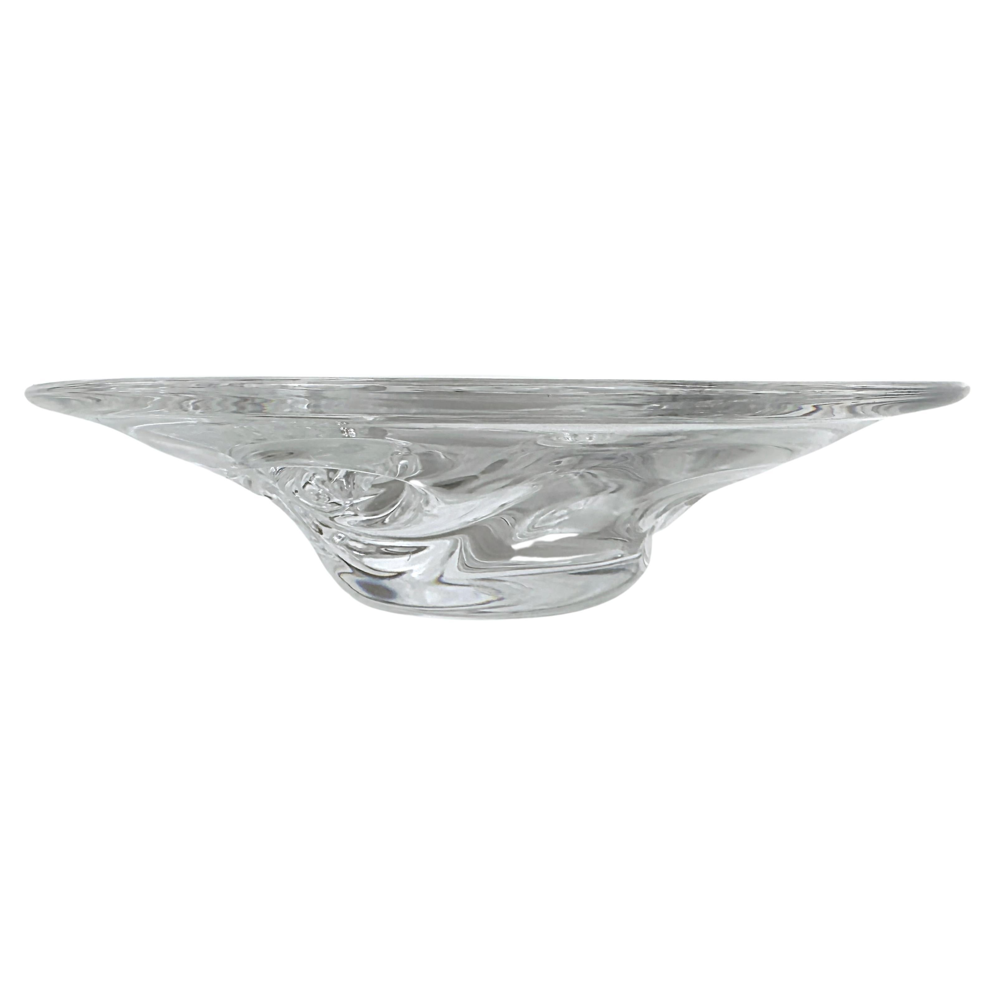 Kosta Boda Sweden Goran Warff Modernist Art Glass Bowl with Swirl Designs For Sale