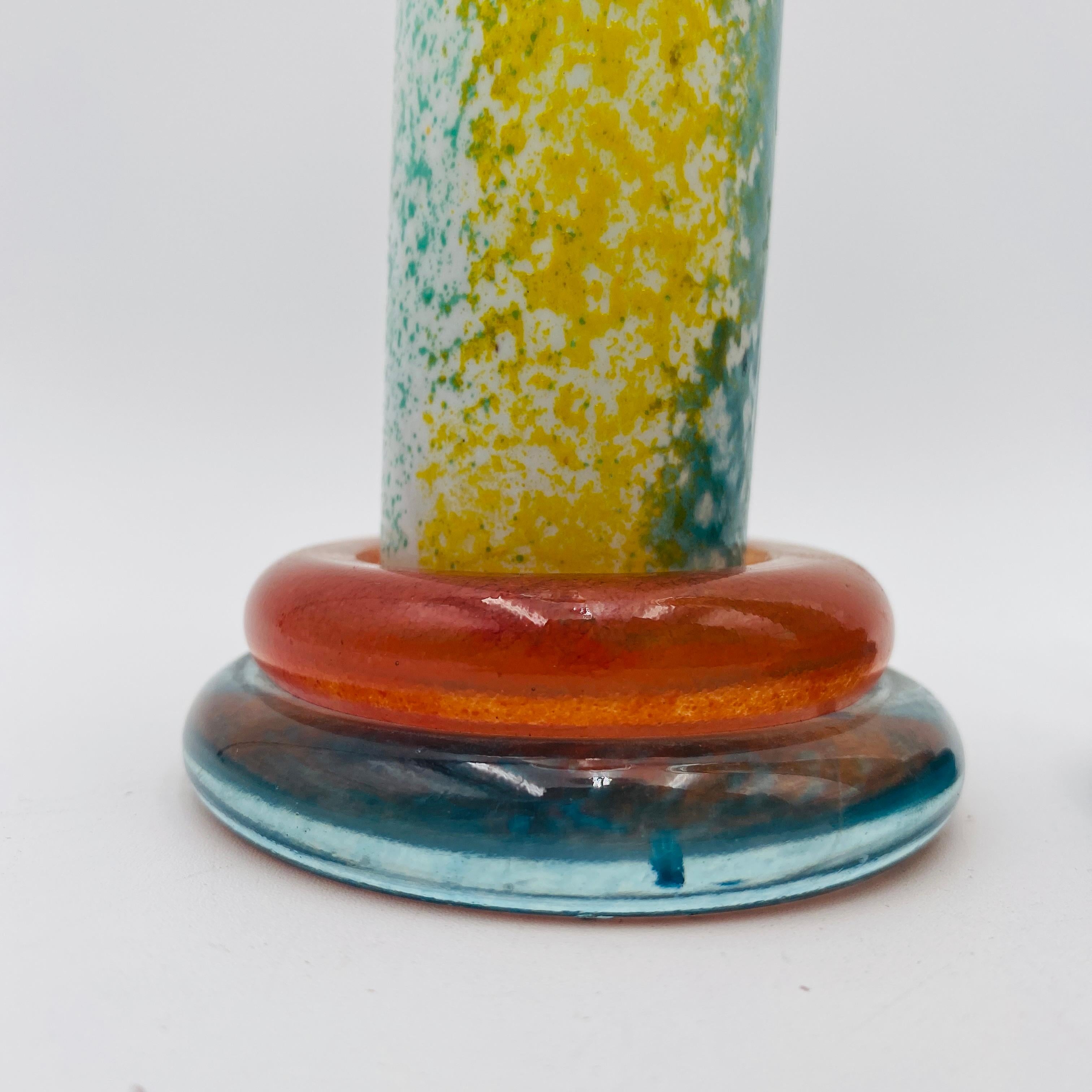 Hand-Crafted Kosta Boda Swedish Glass Candlestick Holders “Can Can” by Kjell Engman For Sale