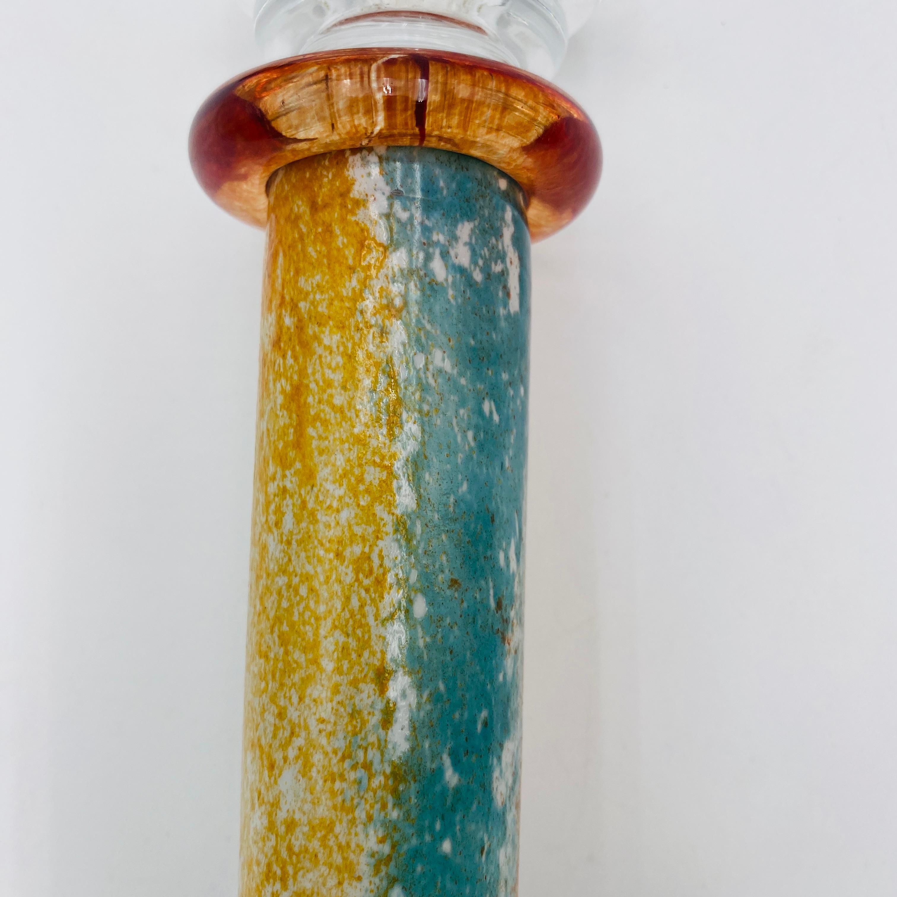 Kosta Boda Swedish Glass Candlestick Holders “Can Can” by Kjell Engman In Good Condition For Sale In San Juan Capistrano, CA