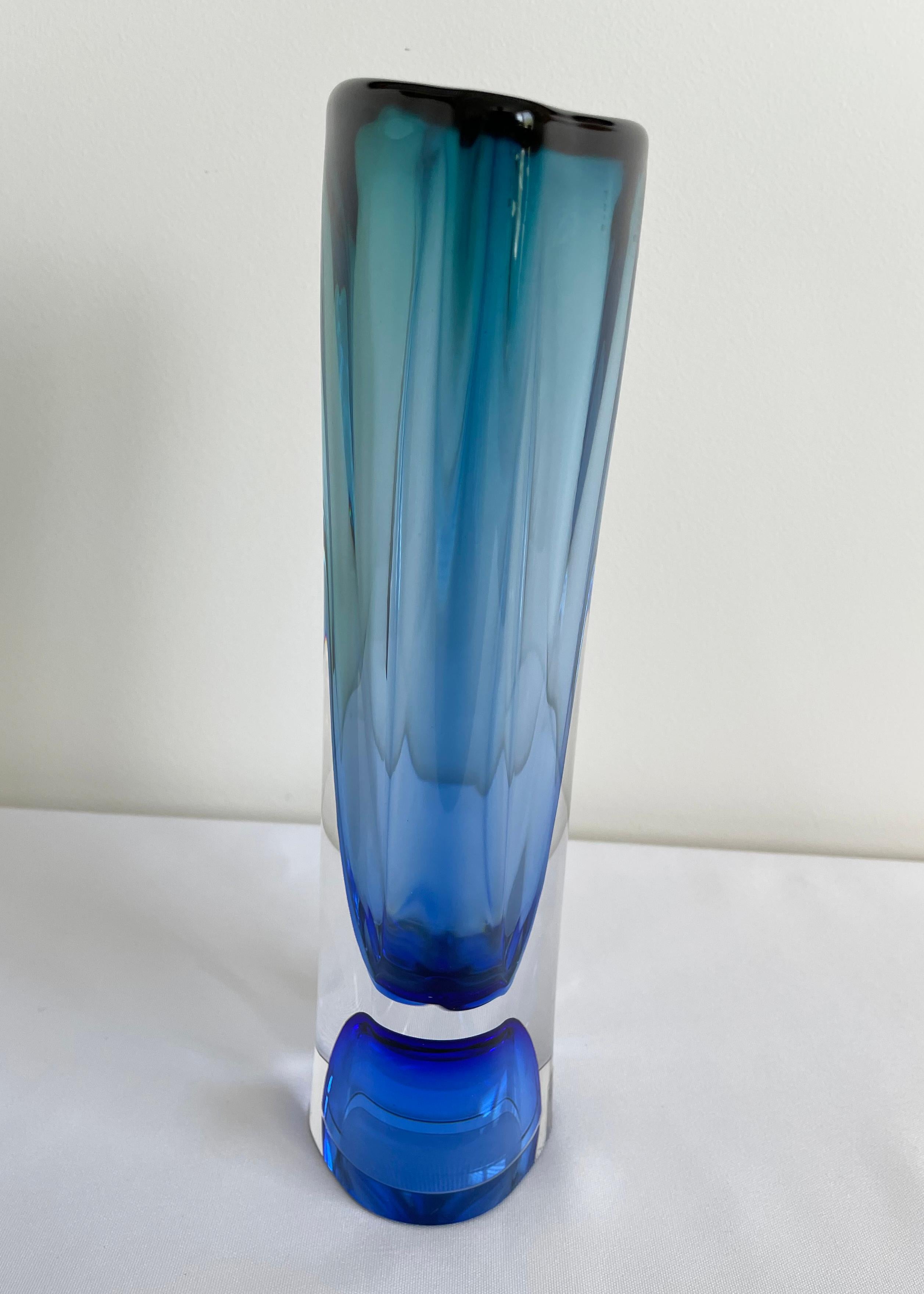 Hand-Crafted Kosta Boda Tall Blue Vision Series Vase by Goran Warff, circa 2008 For Sale