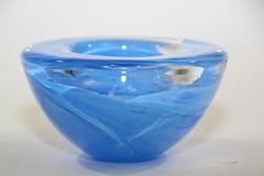 Portacandele Kosta Boda in cristallo blu acqua di Anna Ehrner, anni '90