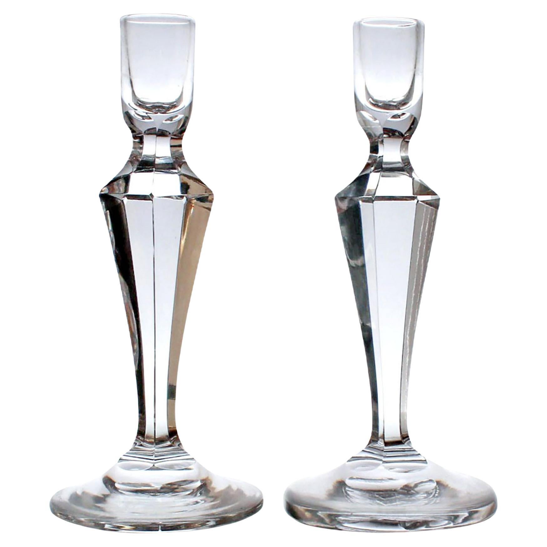 Kosta Boda Vintage Crystal Candle Holders, Mid-Century Design