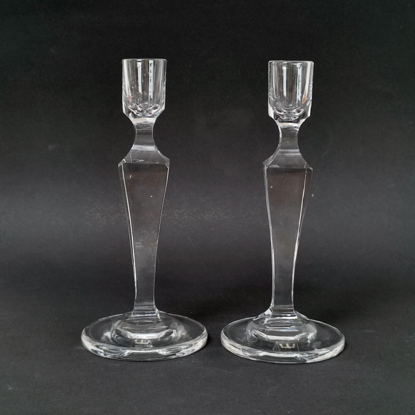 Kosta Boda Vintage Crystal Cut Candle Holders In Excellent Condition For Sale In Bochum, NRW