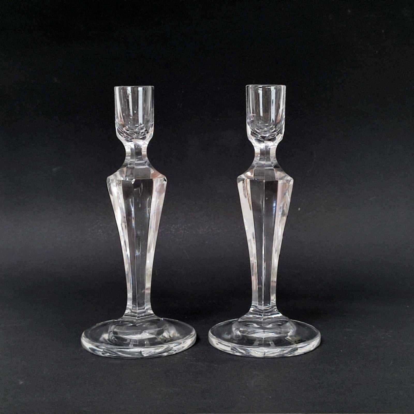 20th Century Kosta Boda Vintage Crystal Cut Candle Holders For Sale