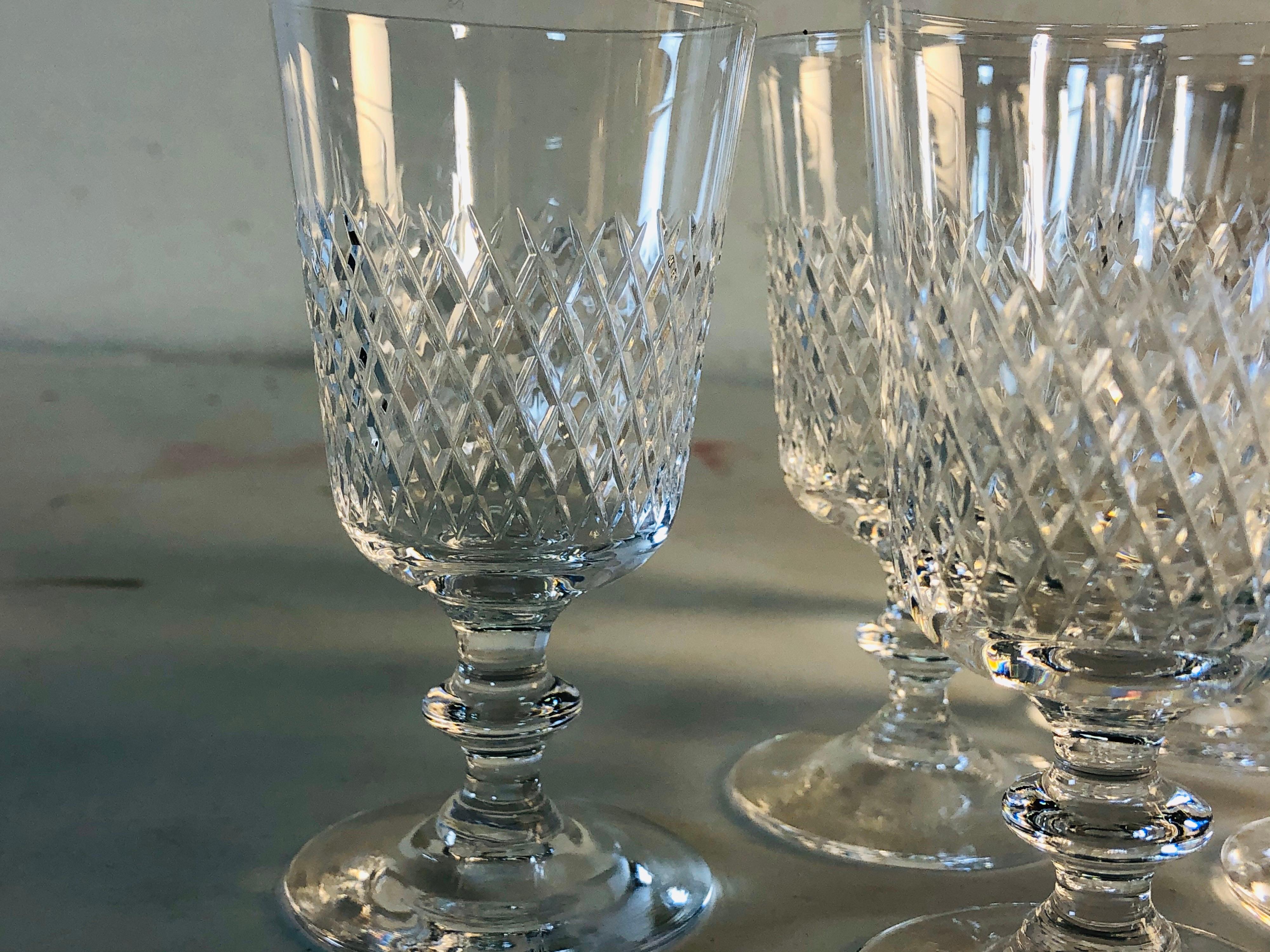 Kosta Boda Wheel-Cut Small Liquor Glass Stems, Set of 10 In Good Condition For Sale In Amherst, NH