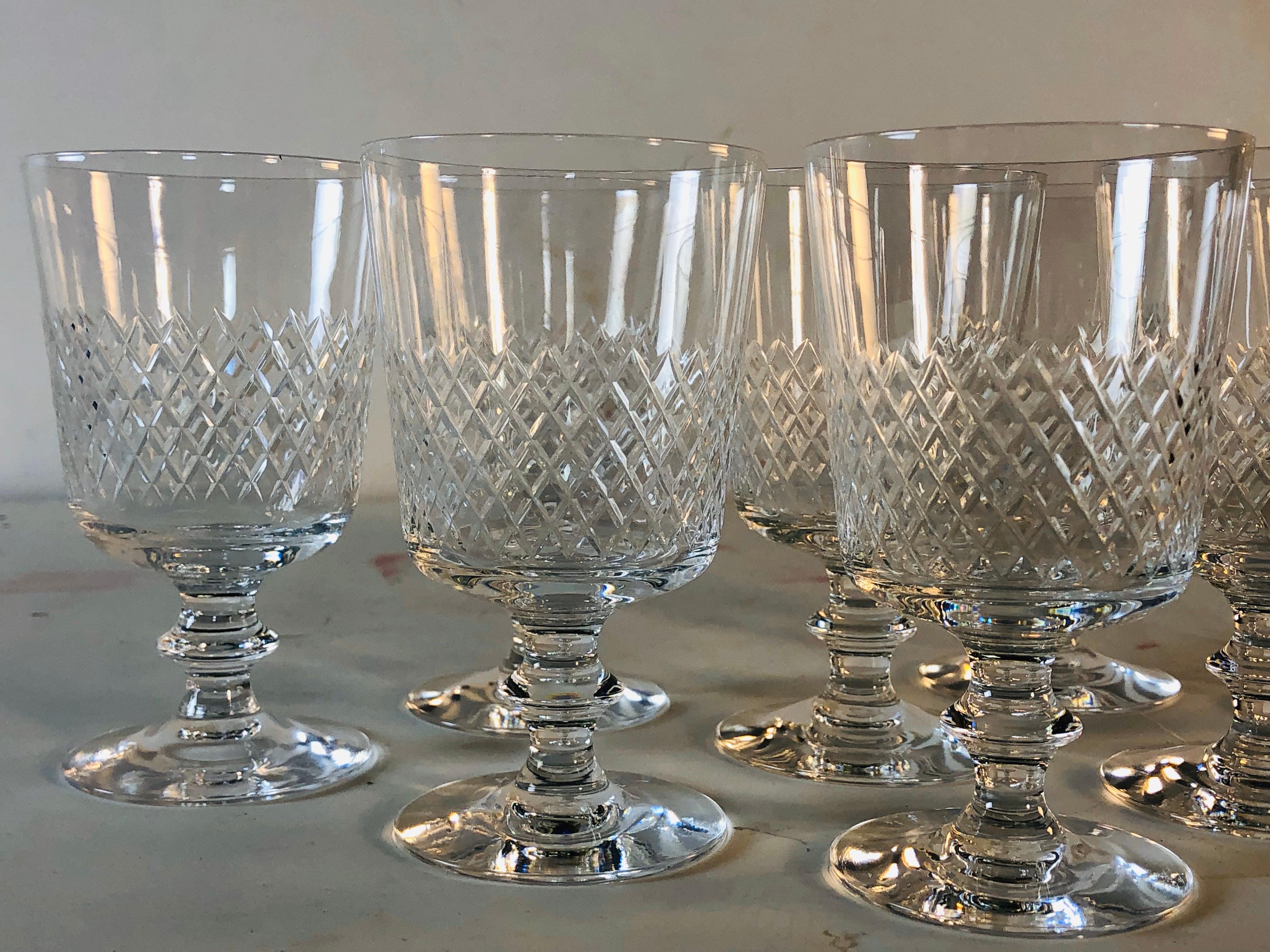 Mid-Century Modern Kosta Boda Wheel-Cut Wine Glass Stems, Set of 8 For Sale