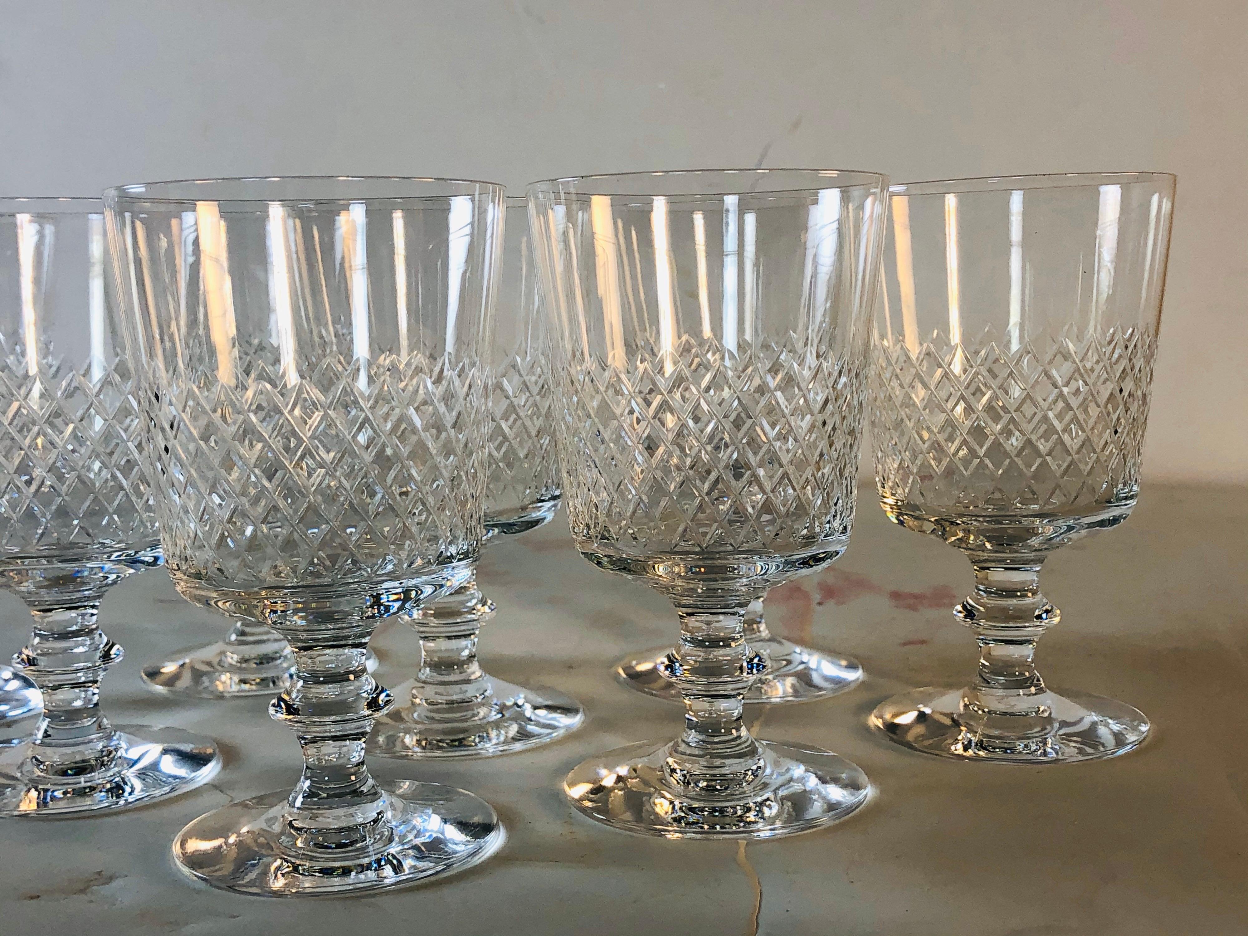 Swedish Kosta Boda Wheel-Cut Wine Glass Stems, Set of 8 For Sale