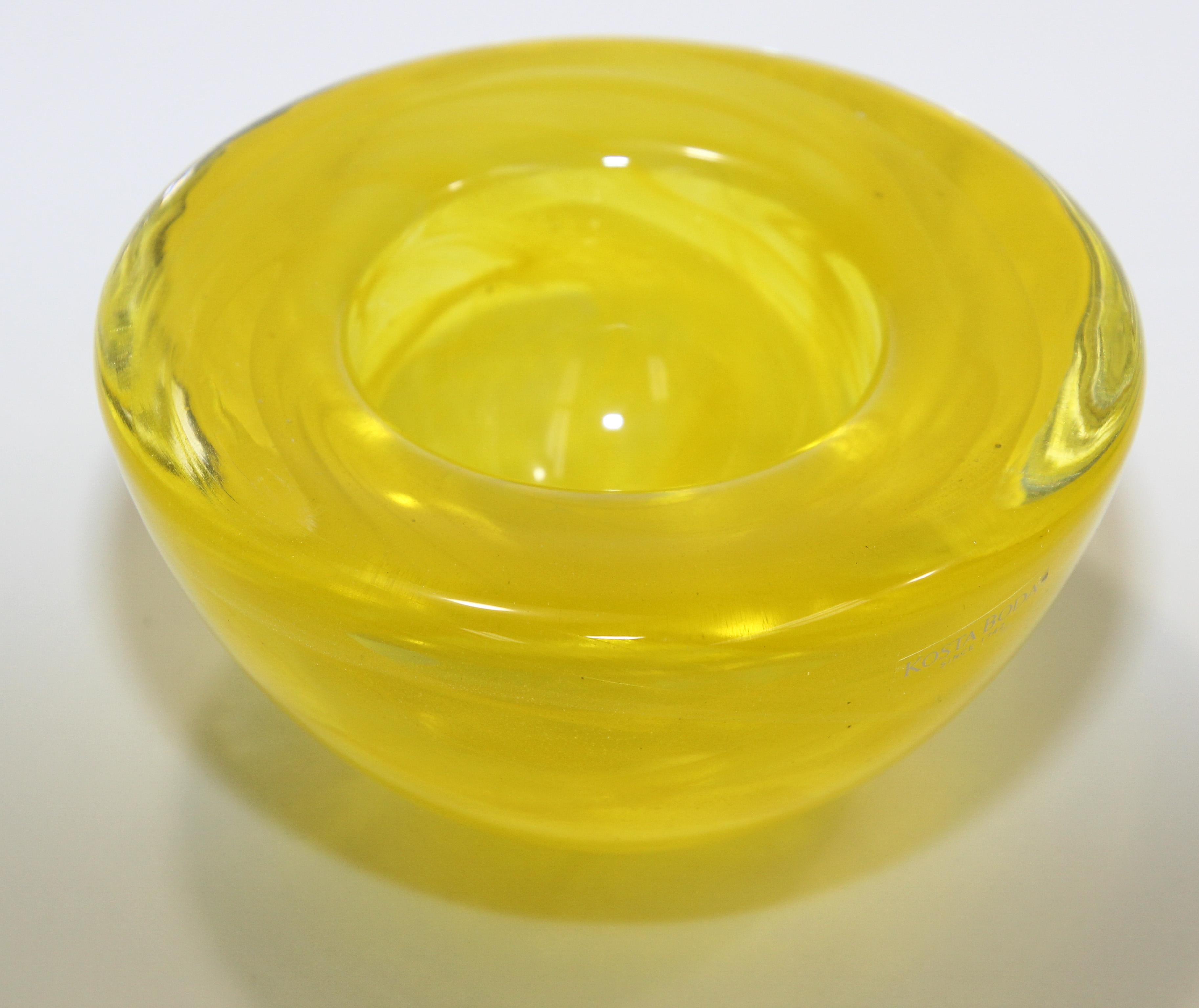 Kosta Boda Yellow Crystal Candle Holder by Anna Ehrner, 1990's For Sale 3