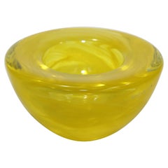 Used Kosta Boda Yellow Crystal Candle Holder by Anna Ehrner, 1990's