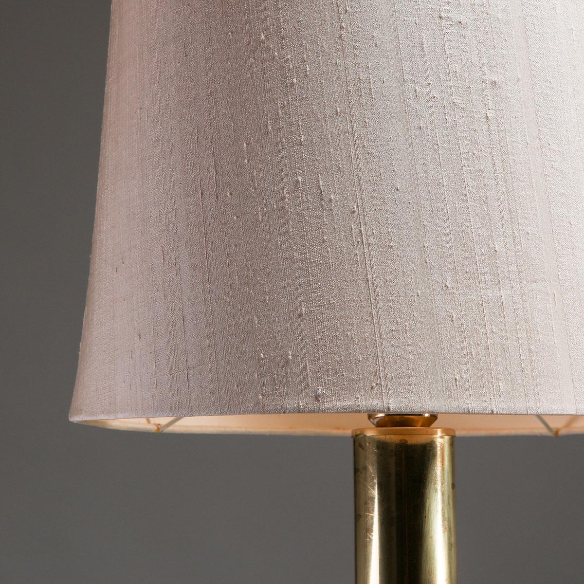 Swedish Kosta Elarmatur Pair of Table Lamps in Brass and Cotton, 1970s For Sale