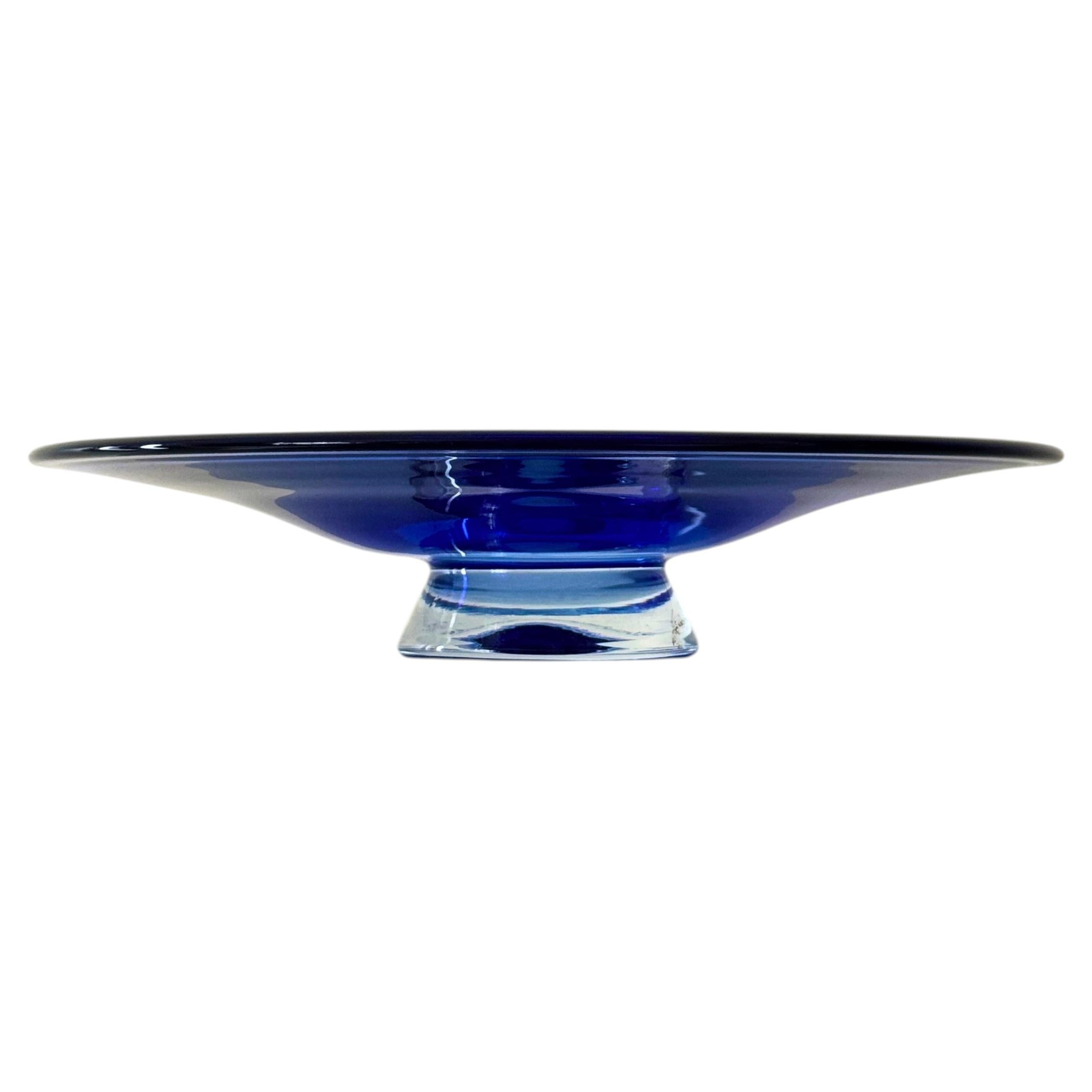 KOSTA Glasbruk Sweden 1960s Pre-merger Cobalt Blue Glass Large Centrepiece Bowl For Sale