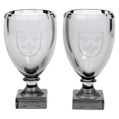 Kosta Mid-Century Smoke Colored Urns