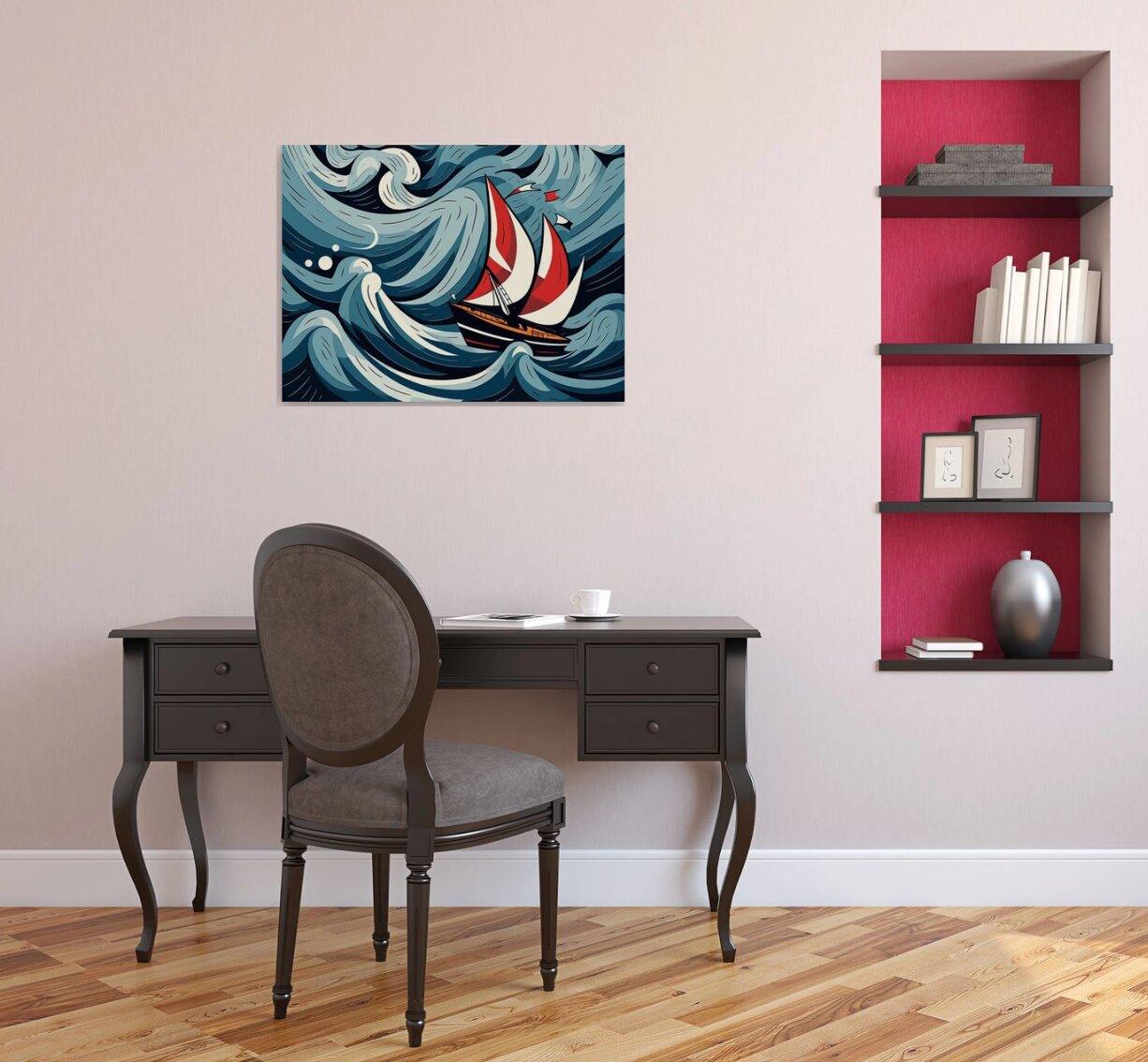 A yacht in a storm, Painting, Acrylic on Canvas For Sale 2