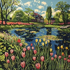 Flower Park, Painting, Acrylic on Canvas