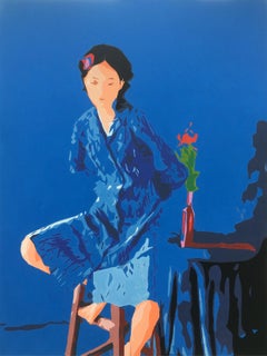Porträt in Blau, Gemälde, Acryl auf Leinwand
