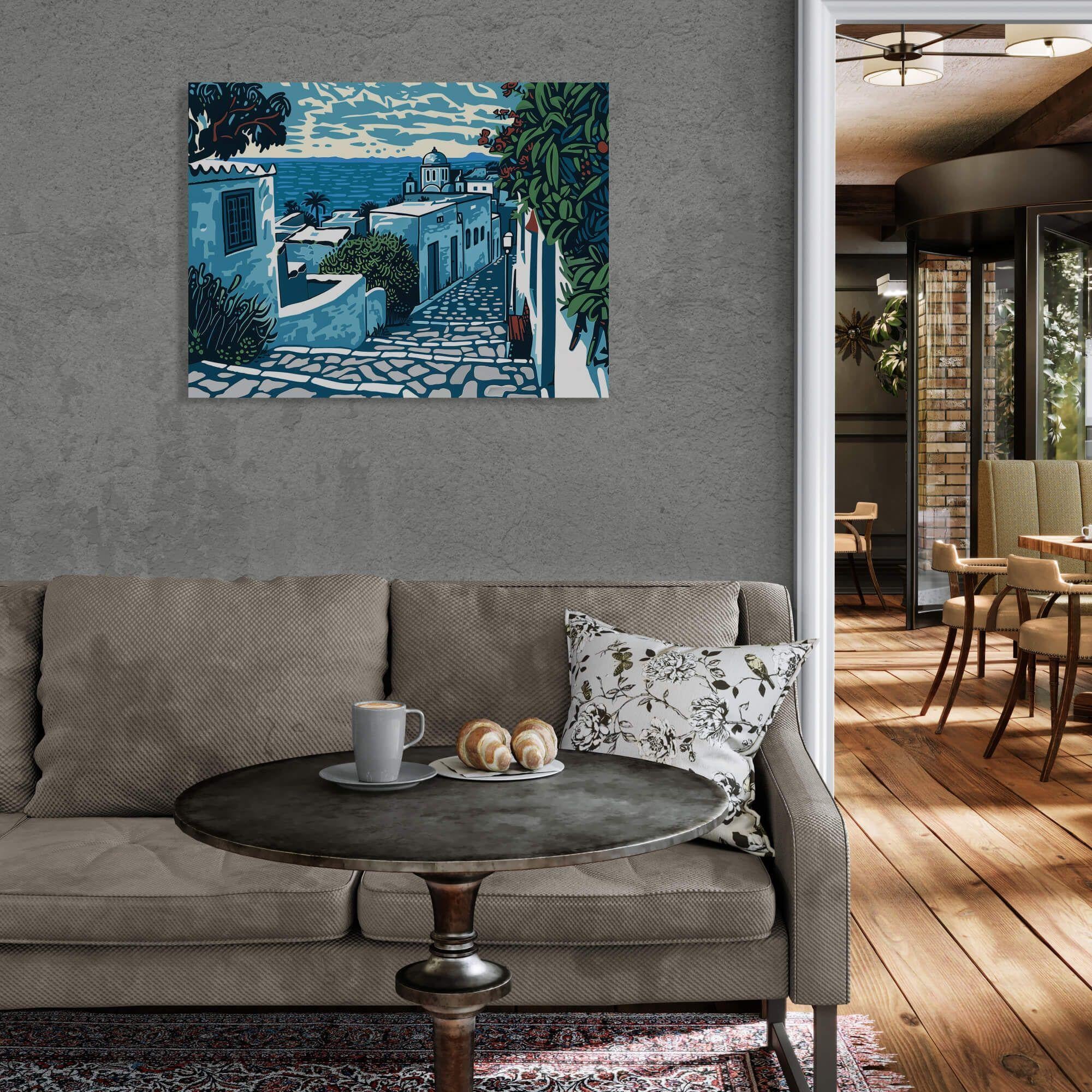 Sidi Bou Said, peinture, acrylique sur toile - Autres styles artistiques Painting par Kosta Morr