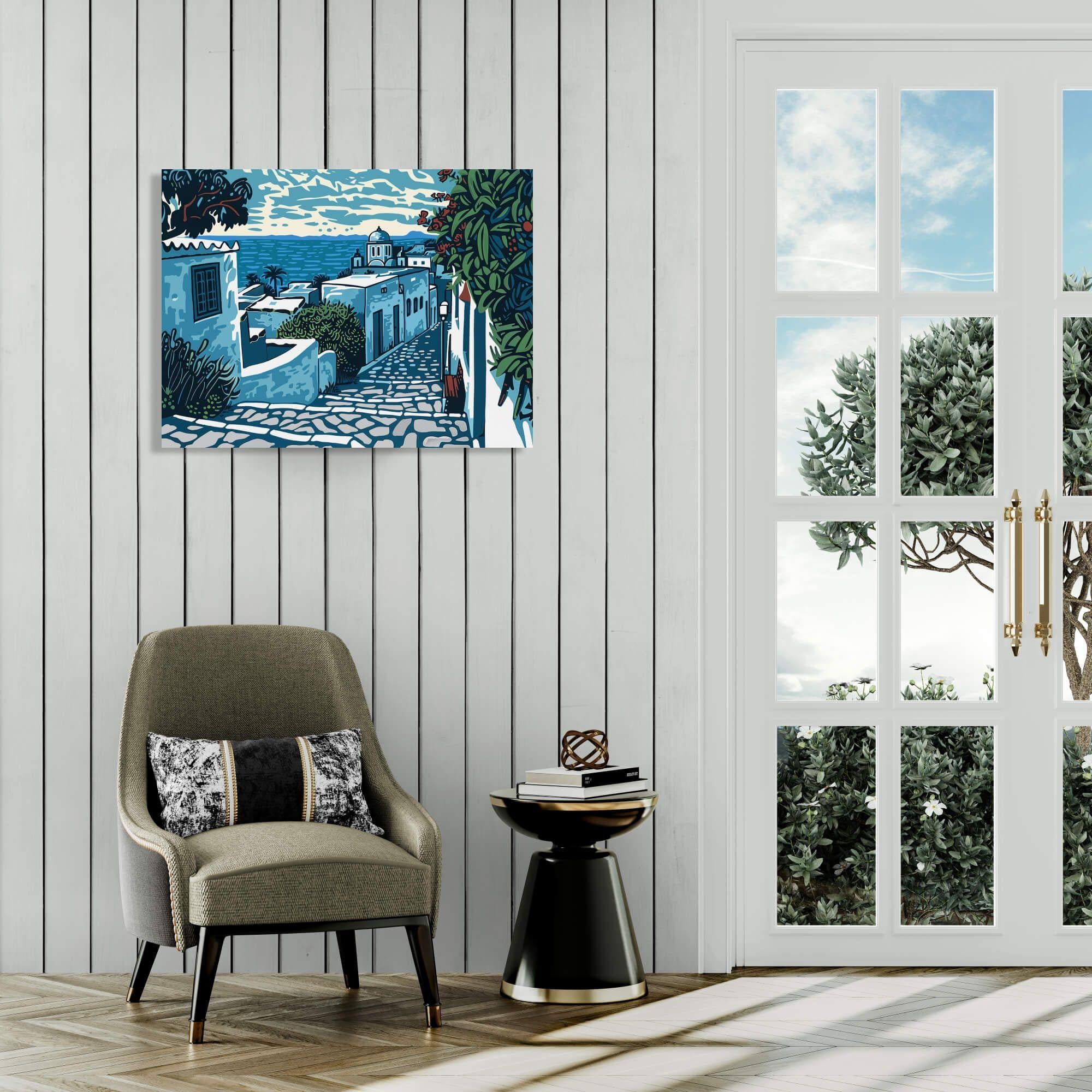 Sidi Bou Said, peinture, acrylique sur toile en vente 1