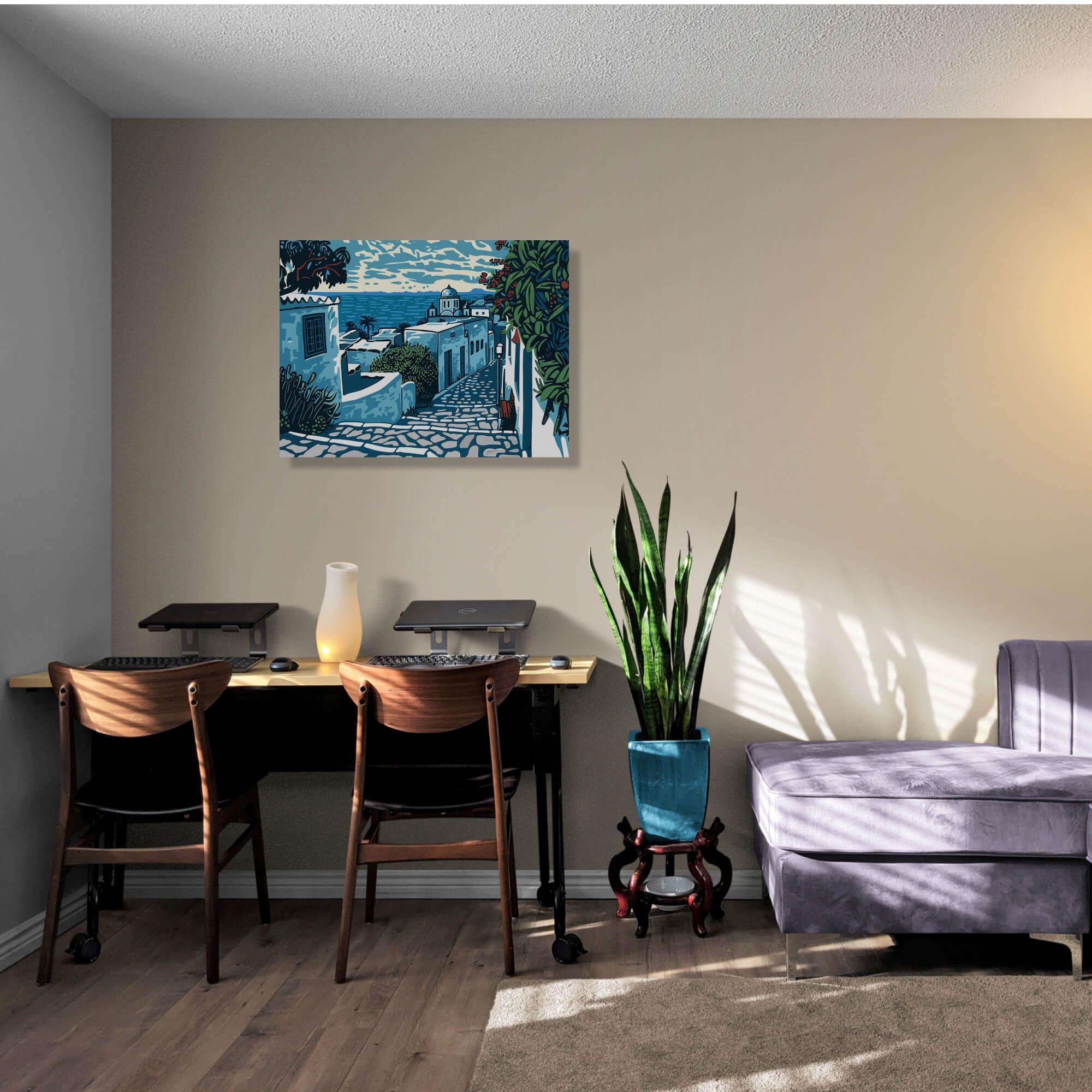 Sidi Bou Said, peinture, acrylique sur toile en vente 2