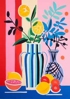 Nature morte avec deux vases, Peinture, Acrylique sur toile