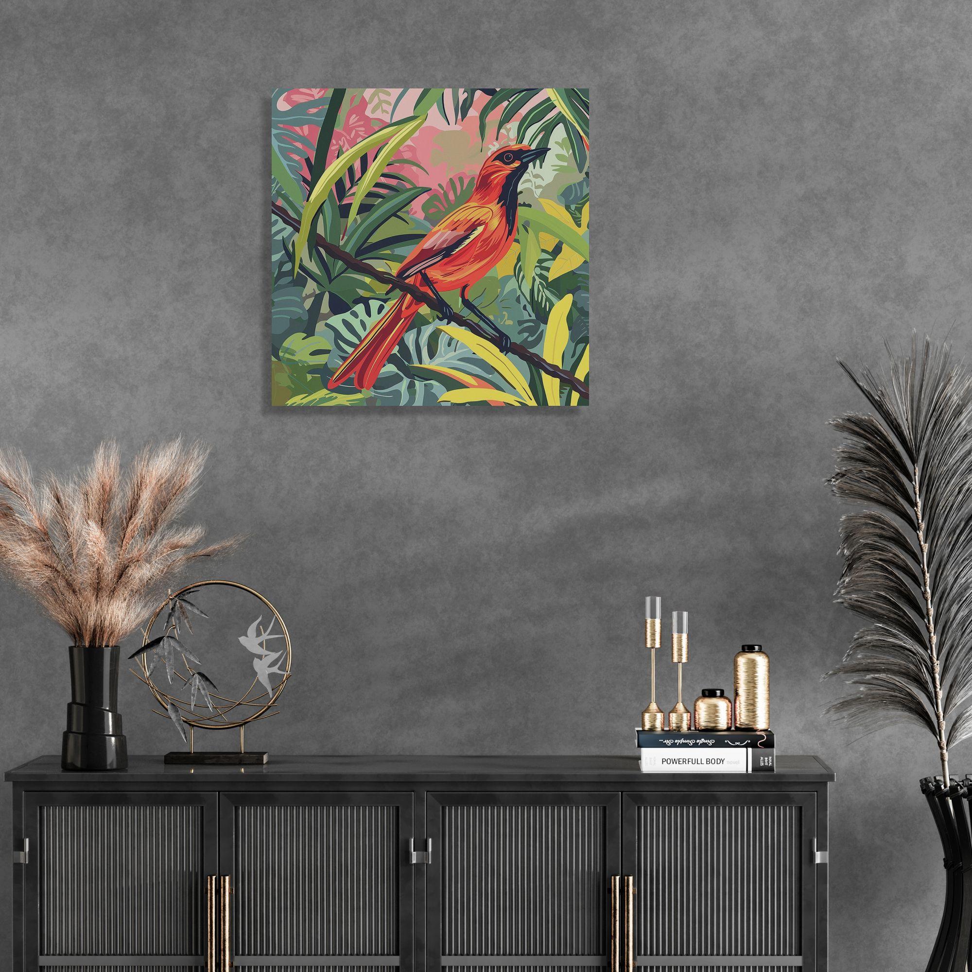 Tropischer Vogel I, Gemälde, Acryl auf Leinwand (Sonstige Kunststile), Painting, von Kosta Morr