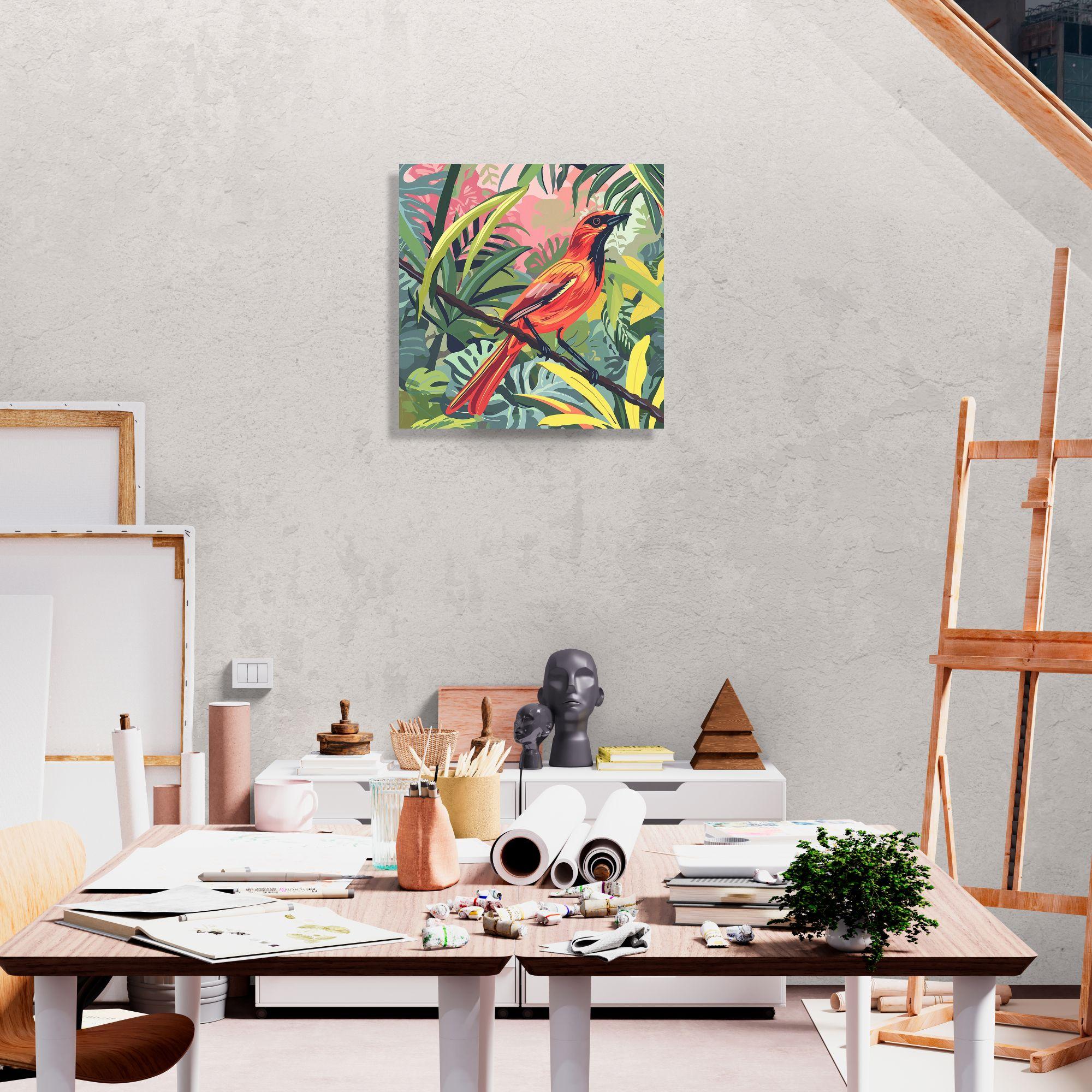 Tropischer Vogel I, Gemälde, Acryl auf Leinwand im Angebot 1