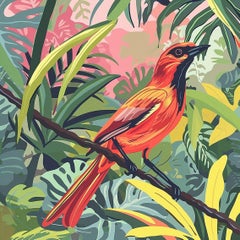 Tropical bird I, Painting, Acrylic on Canvas