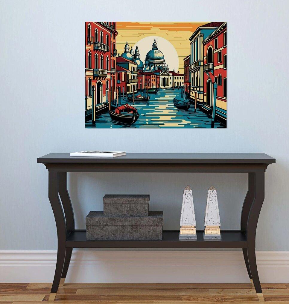 Venetian canal, Painting, Acrylic on Canvas For Sale 1