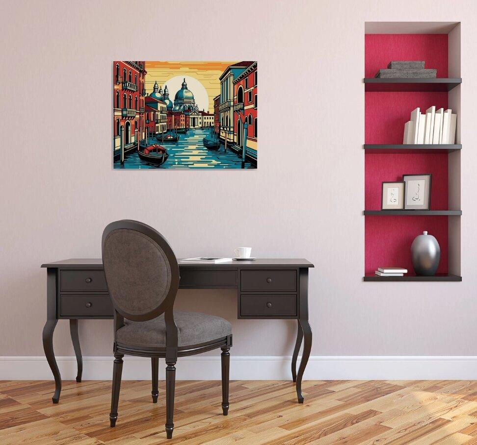 Venetian canal, Painting, Acrylic on Canvas For Sale 2